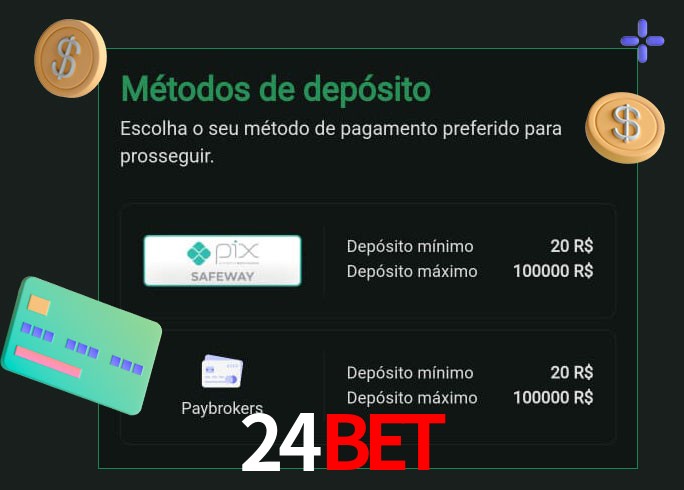 O cassino 24Bet oferece uma grande variedade de métodos de pagamento